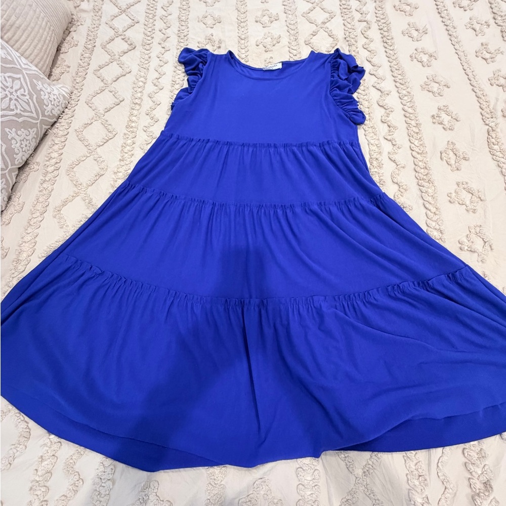 Zenana Outfitters Royal Blue Tiered Midi Dress